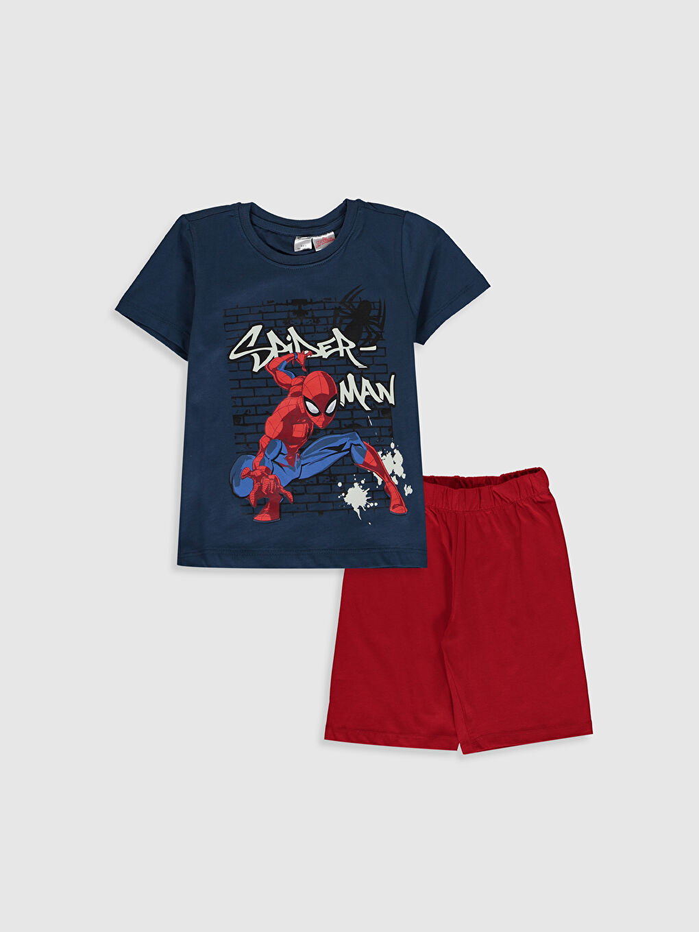 Lacivert Bisiklet Yaka Kısa Kollu Erkek Çocuk Pijama Takım