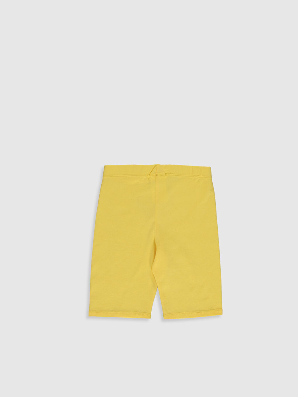 Sarı Beli Lastikli Basic Pamuklu Kız Çocuk Kısa Tayt-1