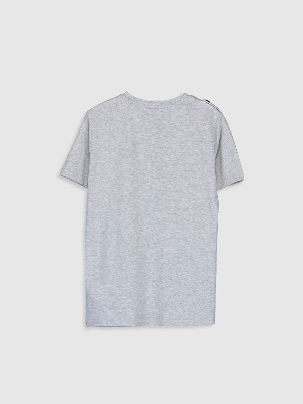 Gri Bisiklet Yaka Basic Kısa Kollu Erkek Çocuk Tişört-1