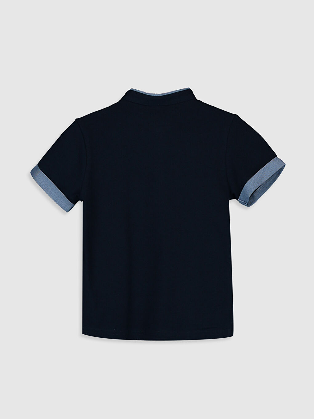Lacivert Hakim Yaka Basic Kısa Kollu Erkek Çocuk Tişört-1