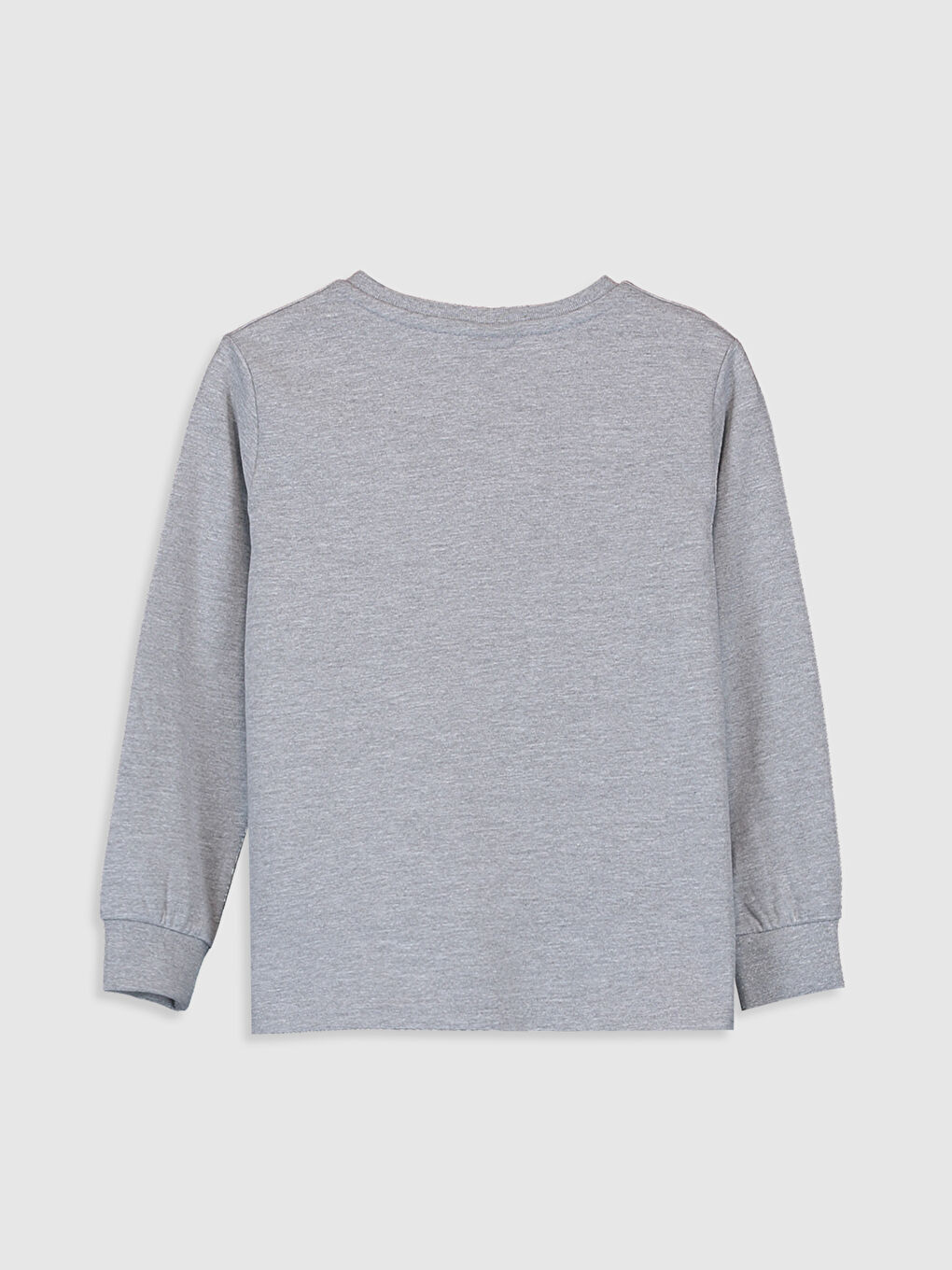 Gri Bisiklet Yaka Uzun Kollu Erkek Çocuk Tişört-1
