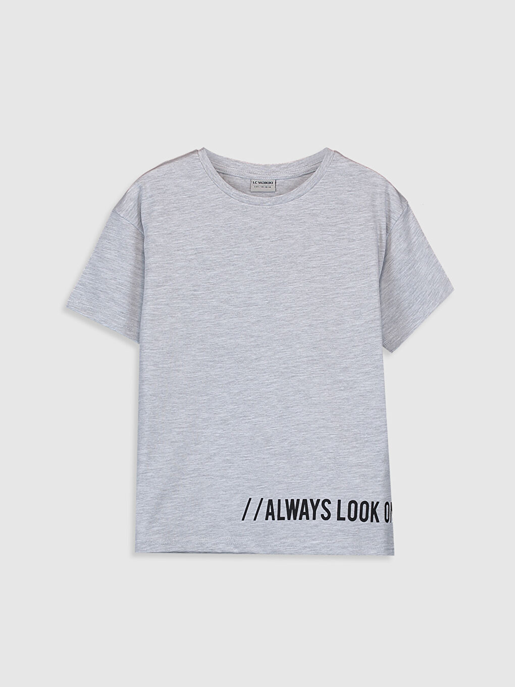 Gri Bisiklet Yaka Kısa Kollu Erkek Çocuk Tişört