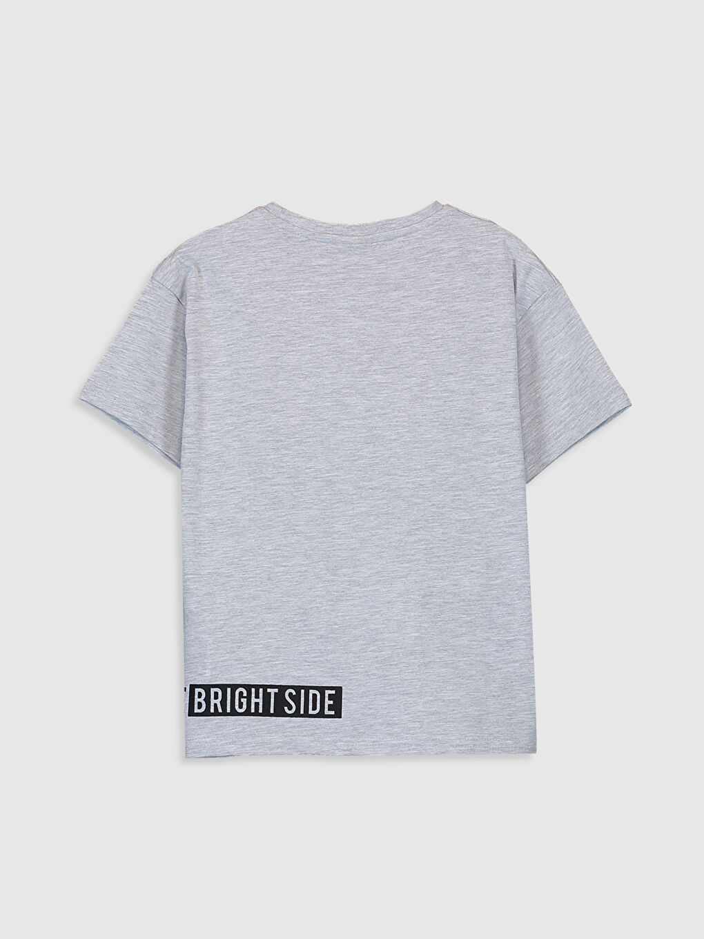 Gri Bisiklet Yaka Kısa Kollu Erkek Çocuk Tişört-1