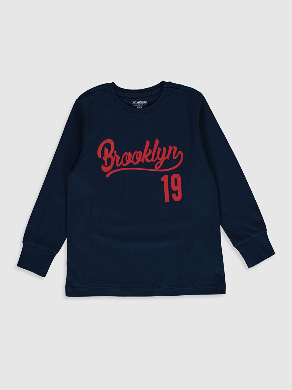 Gri Bisiklet Yaka Uzun Kollu Erkek Çocuk Pijama Takım-2