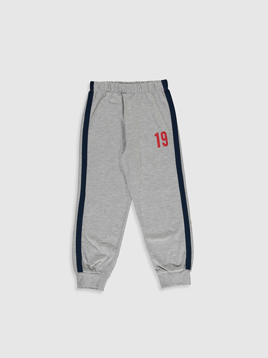 Gri Bisiklet Yaka Uzun Kollu Erkek Çocuk Pijama Takım-3