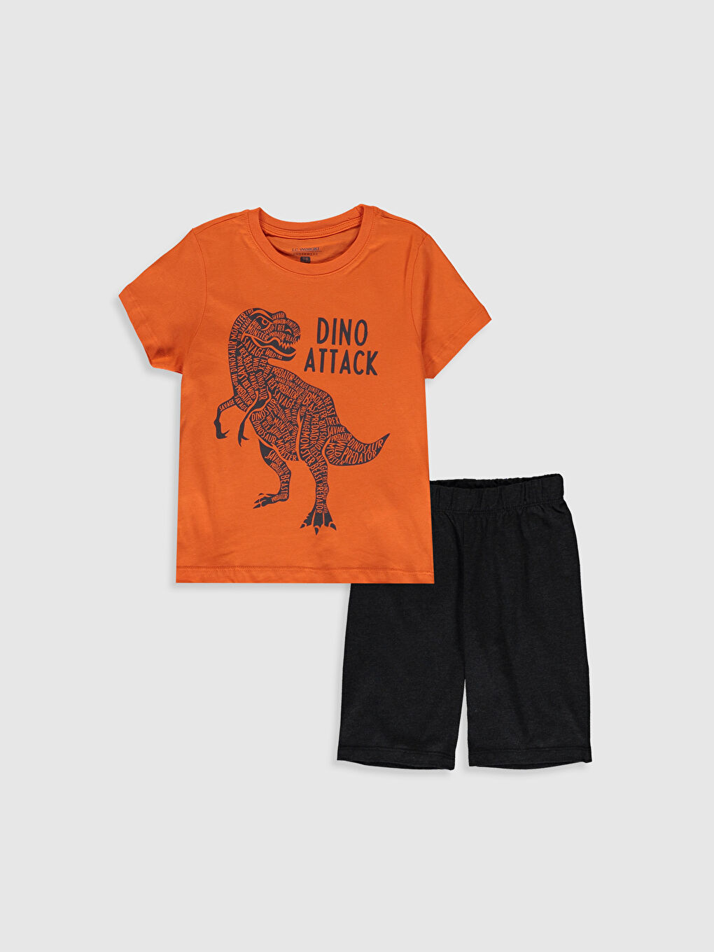 Turuncu Bisiklet Yaka Kısa Kollu Erkek Çocuk Pijama Takım