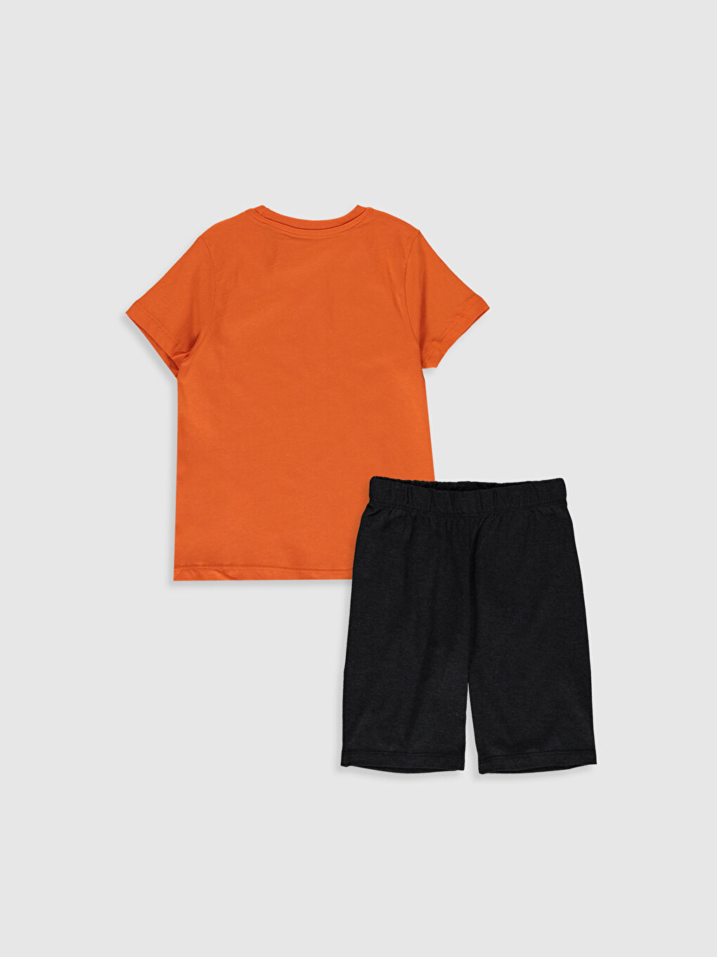 Turuncu Bisiklet Yaka Kısa Kollu Erkek Çocuk Pijama Takım-1