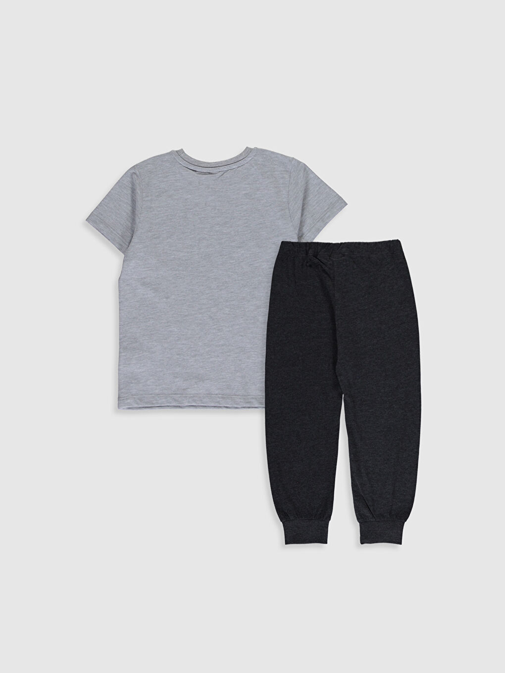 Gri Bisiklet Yaka Kısa Kollu Erkek Çocuk Pijama Takım-1