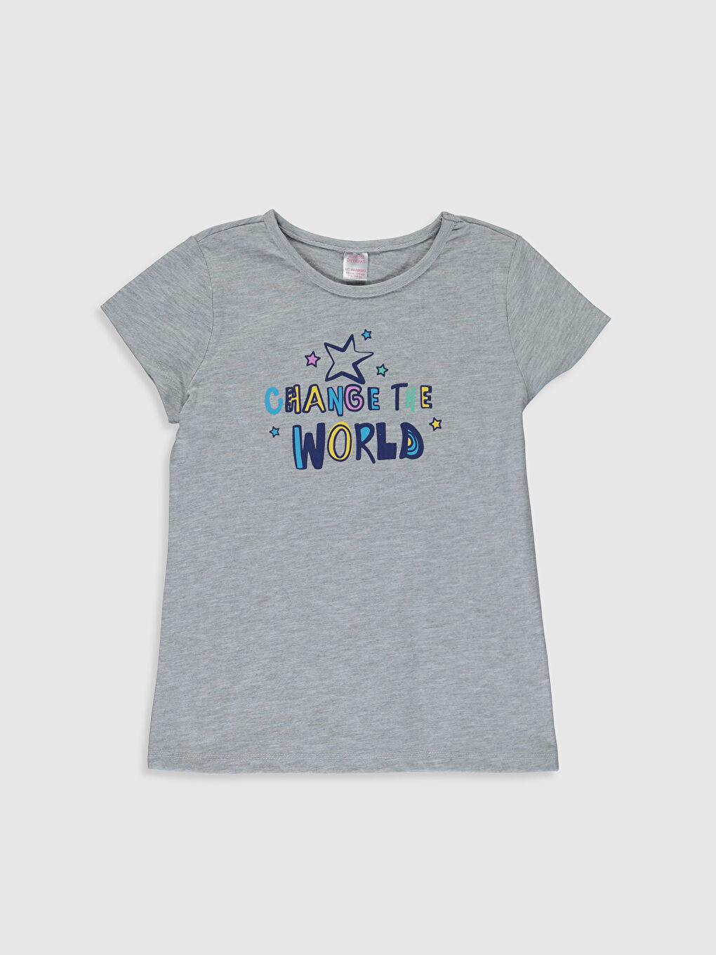 Gri Bisiklet Yaka Kısa Kollu Kız Çocuk Pijama Takım-2