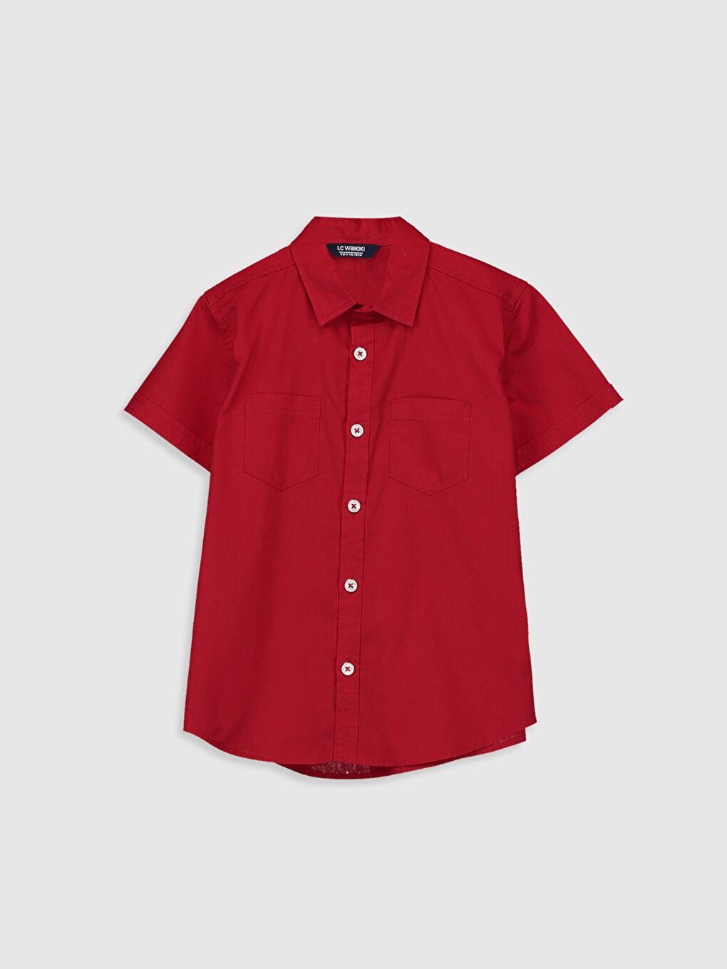 Kırmızı Basic Kısa Kollu Erkek Çocuk Poplin Gömlek-4