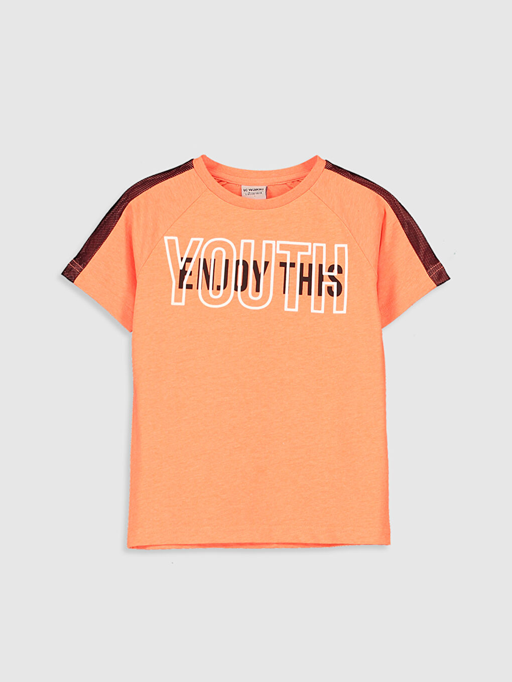 Turuncu Bisiklet Yaka Baskılı Kısa Kollu Erkek Çocuk Tişört-1