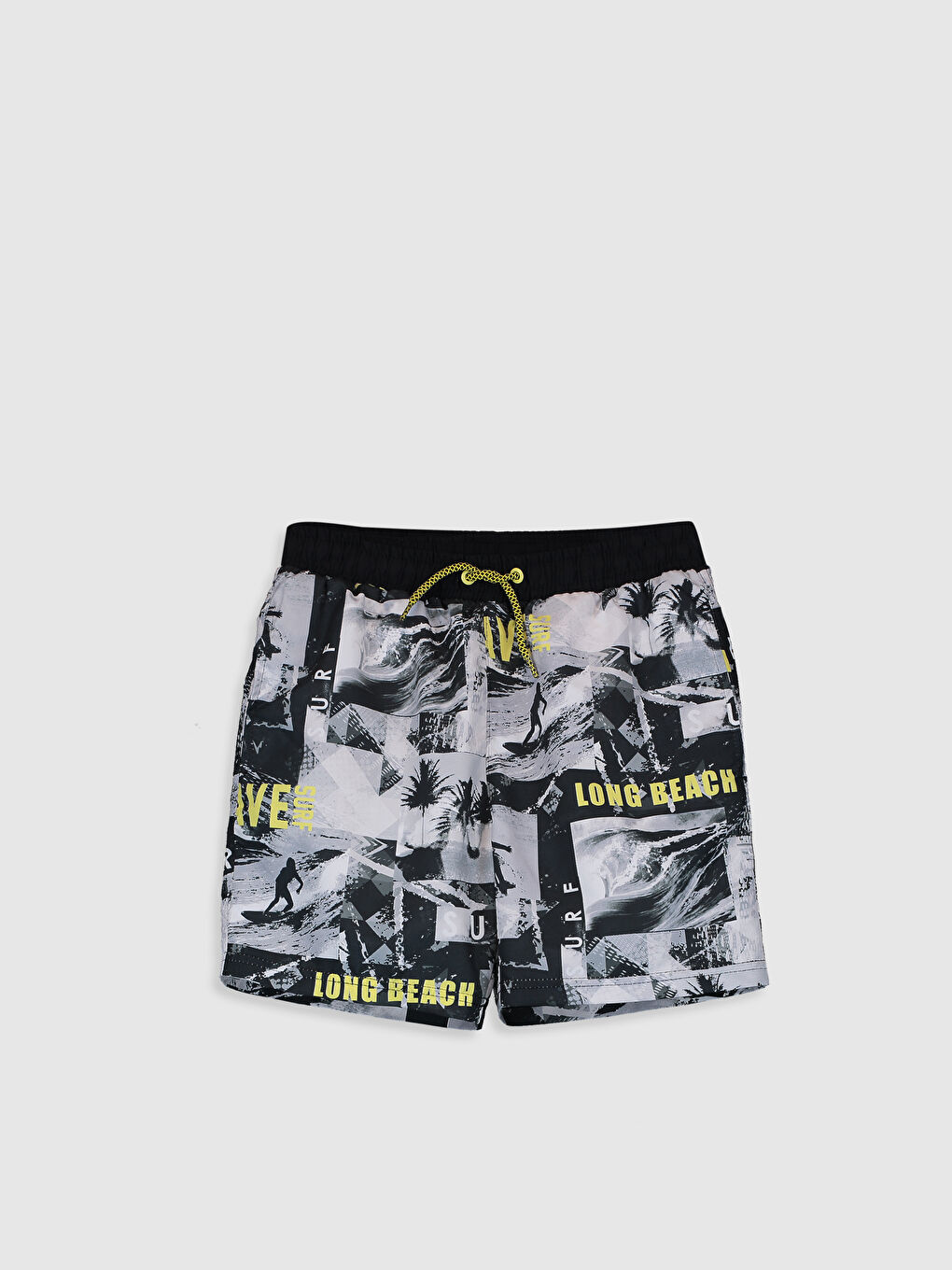 Siyah Erkek Çocuk Hızlı Kuruyan Deniz Şortu