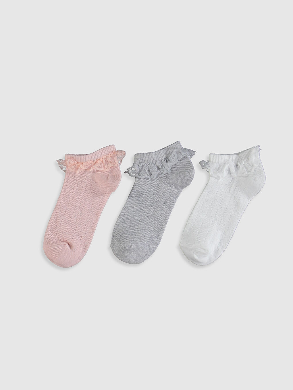 ثلاث عبوات من جوارب رياضية دانتيل للبنات-1