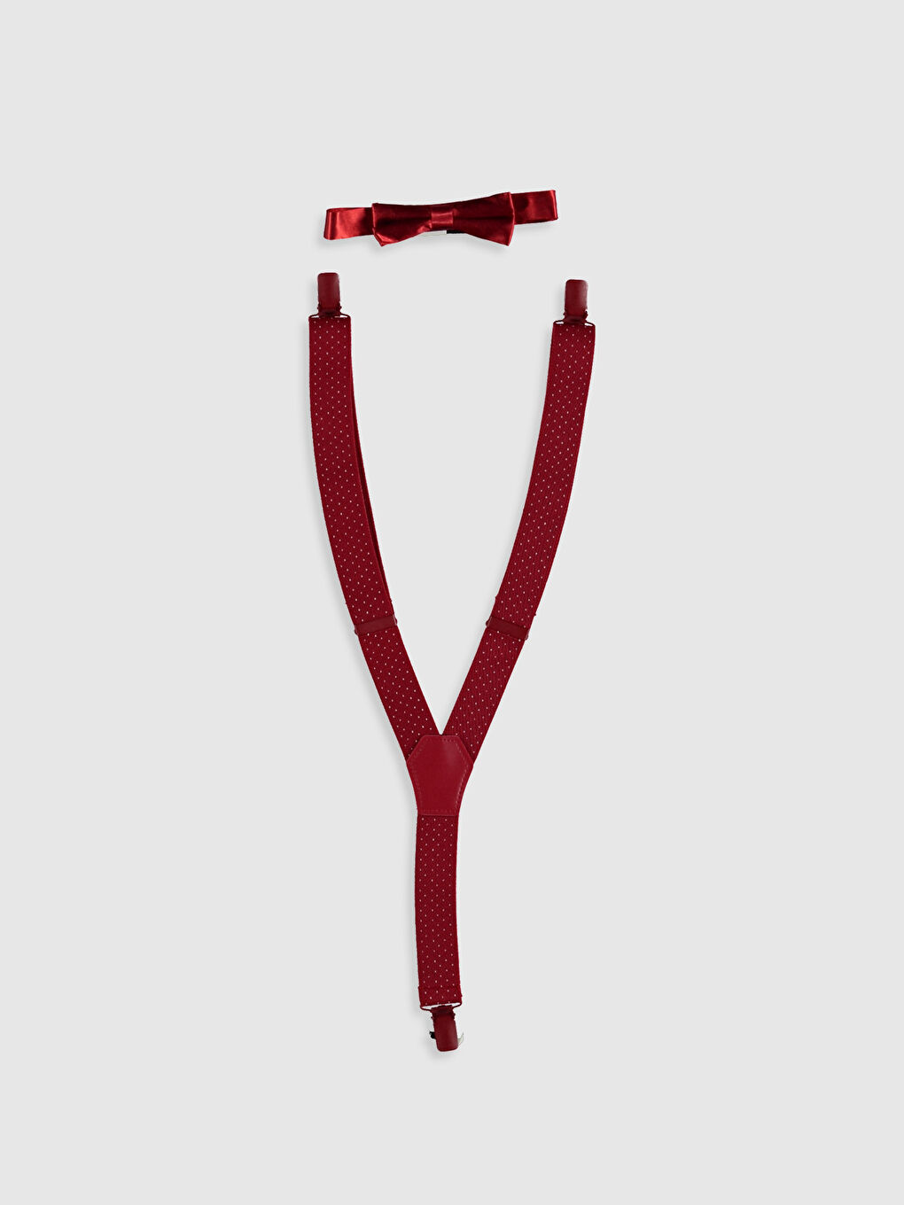 Kırmızı Erkek Çocuk Pantolon Askısı ve Papyon