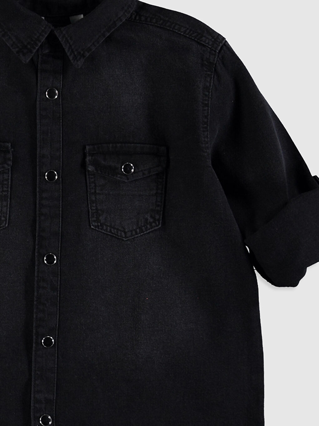 قميص جينز كم طويل عادي للأولاد-2