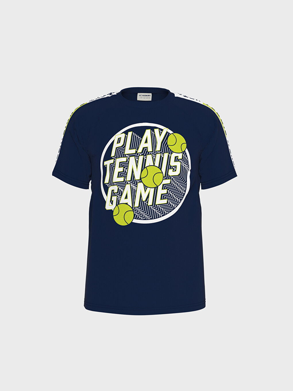 Lacivert Bisiklet Yaka Kısa Kollu Erkek Çocuk Tişört