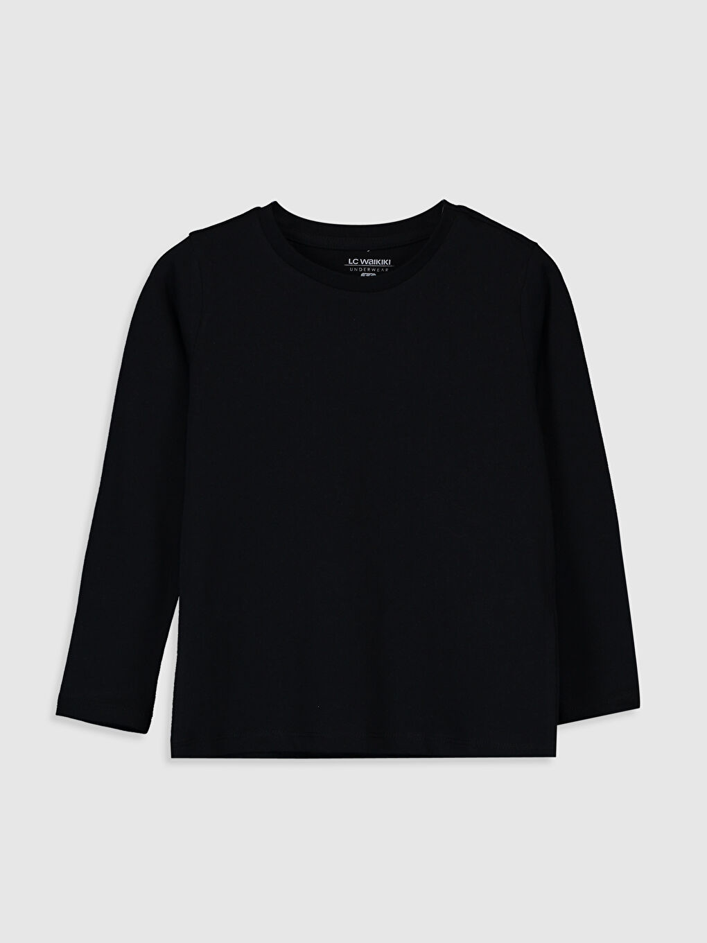 Siyah Bisiklet Yaka Basic Uzun Kollu Erkek Çocuk Fanila