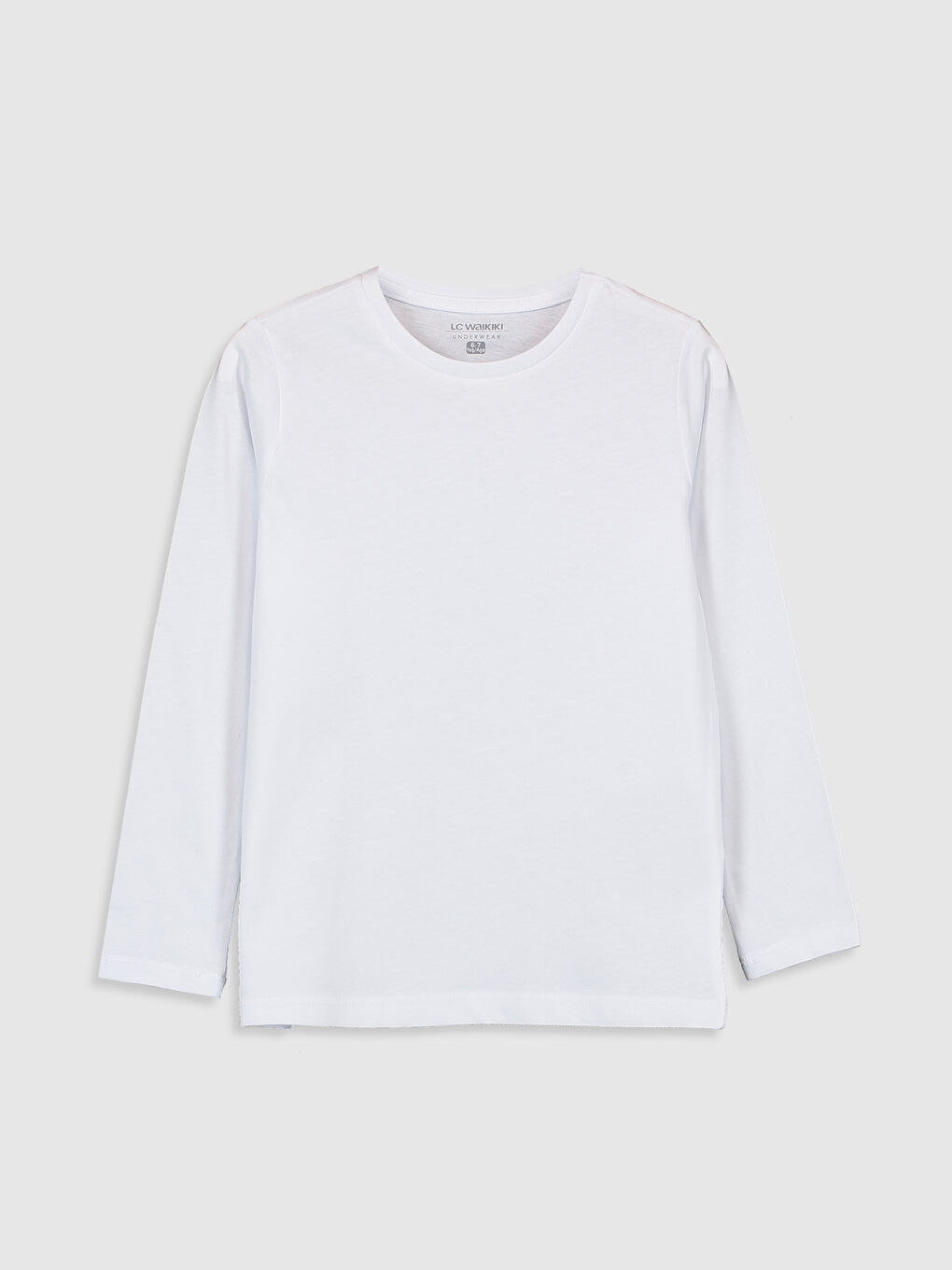 Beyaz Bisiklet Yaka Basic Uzun Kollu Erkek Çocuk Fanila