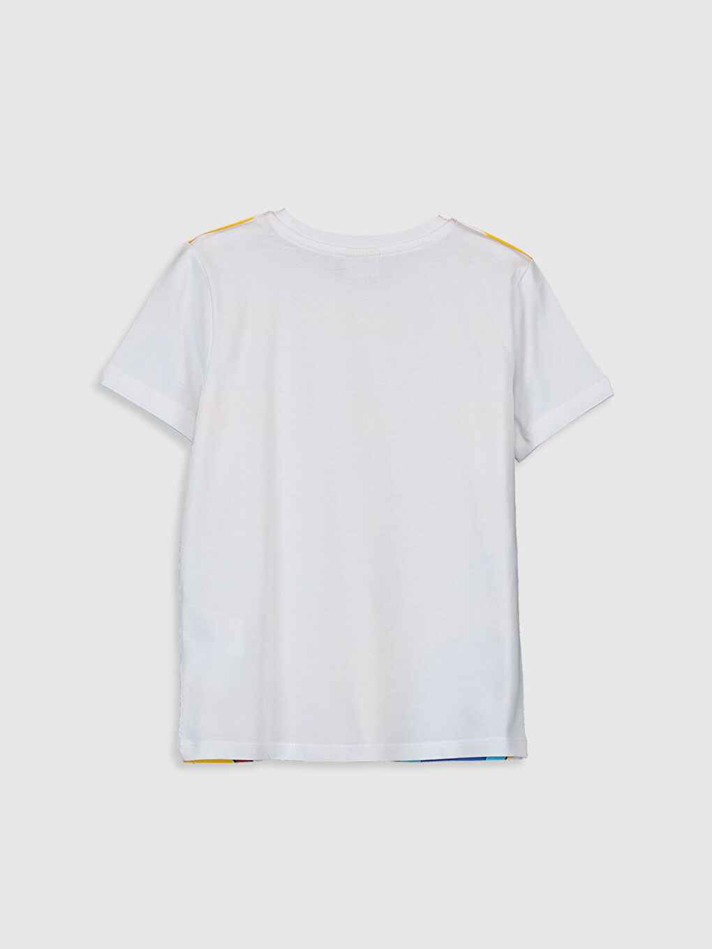 Beyaz Bisiklet Yaka Kısa Kollu Erkek Çocuk Tişört-1