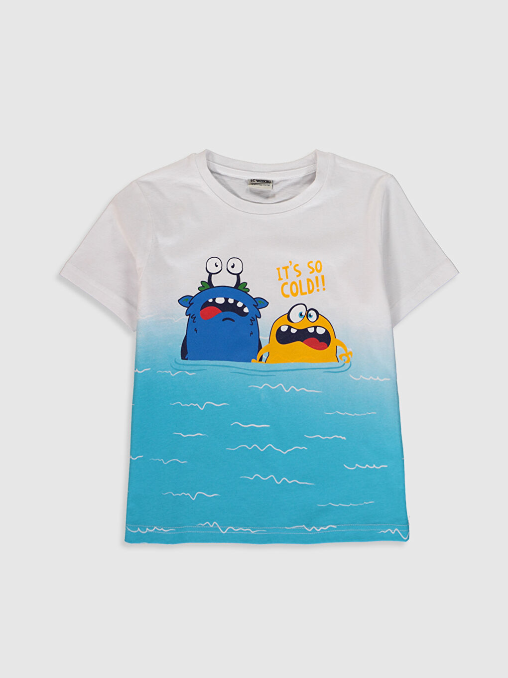 Beyaz Bisiklet Yaka Kısa Kollu Erkek Çocuk Tişört