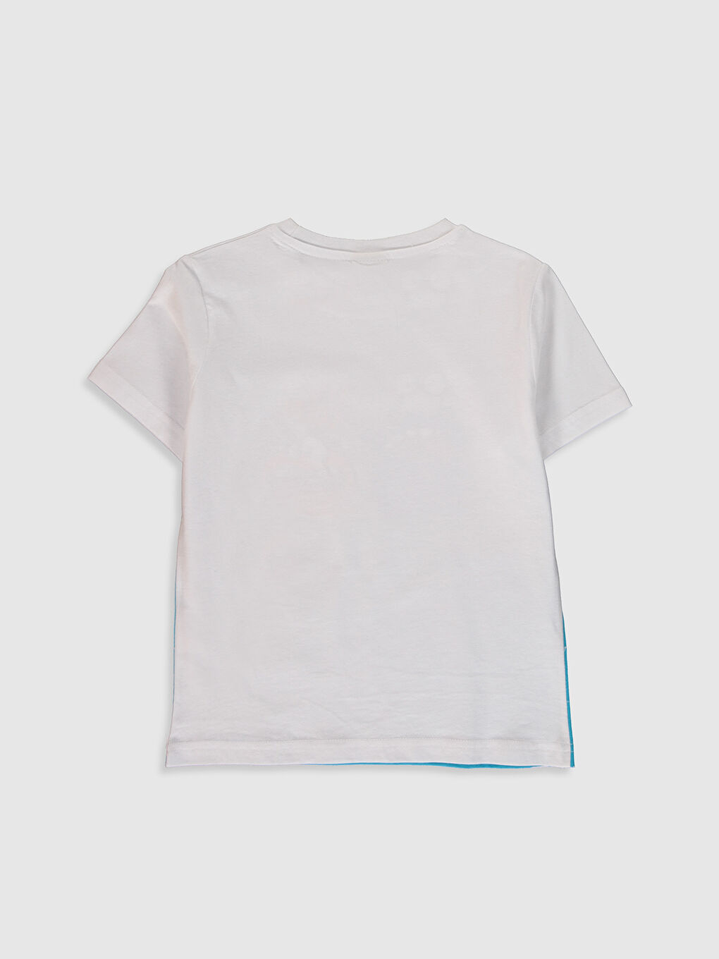 Beyaz Bisiklet Yaka Kısa Kollu Erkek Çocuk Tişört-1