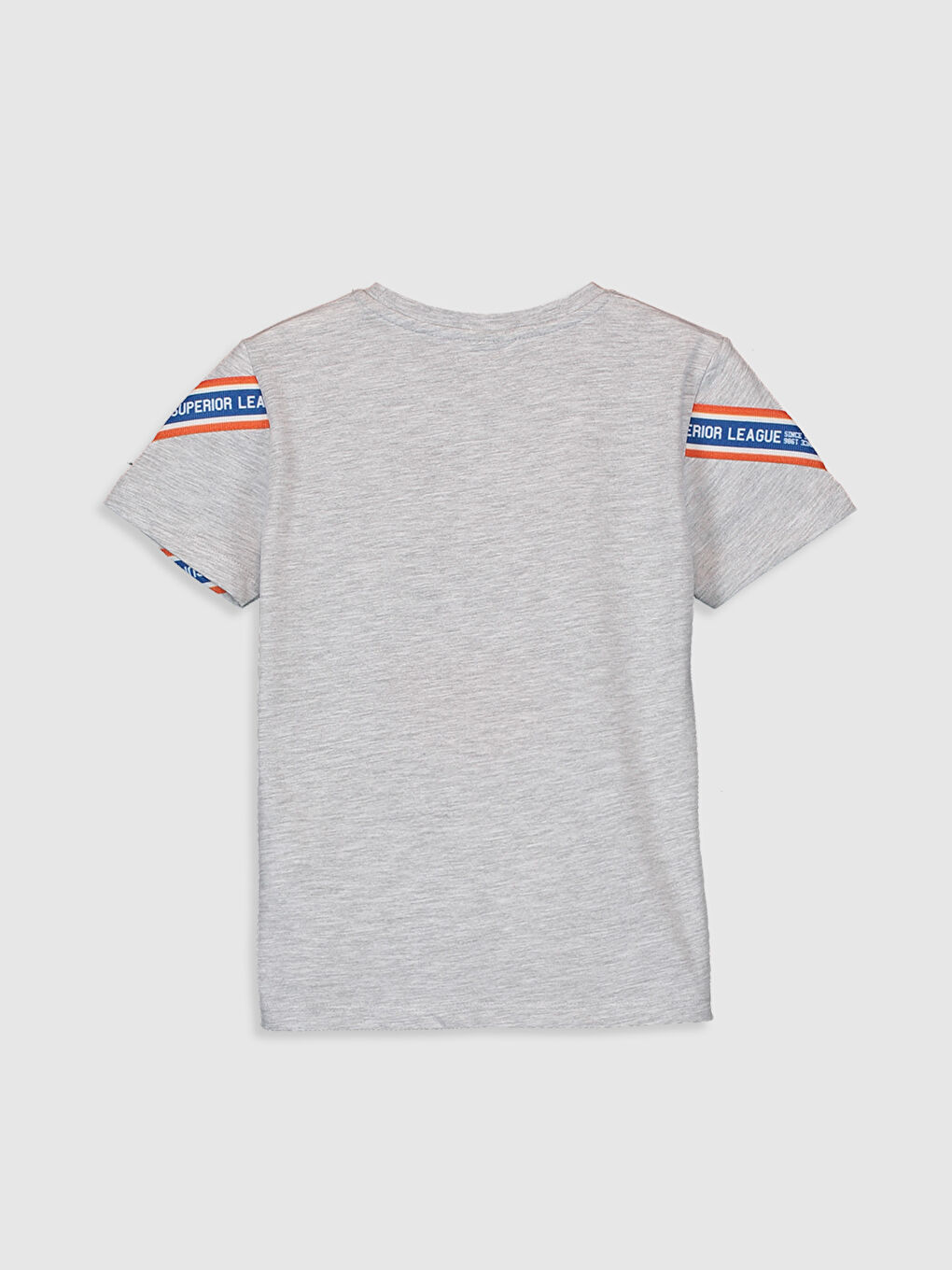 Gri Bisiklet Yaka Kısa Kollu Erkek Çocuk Tişört-1