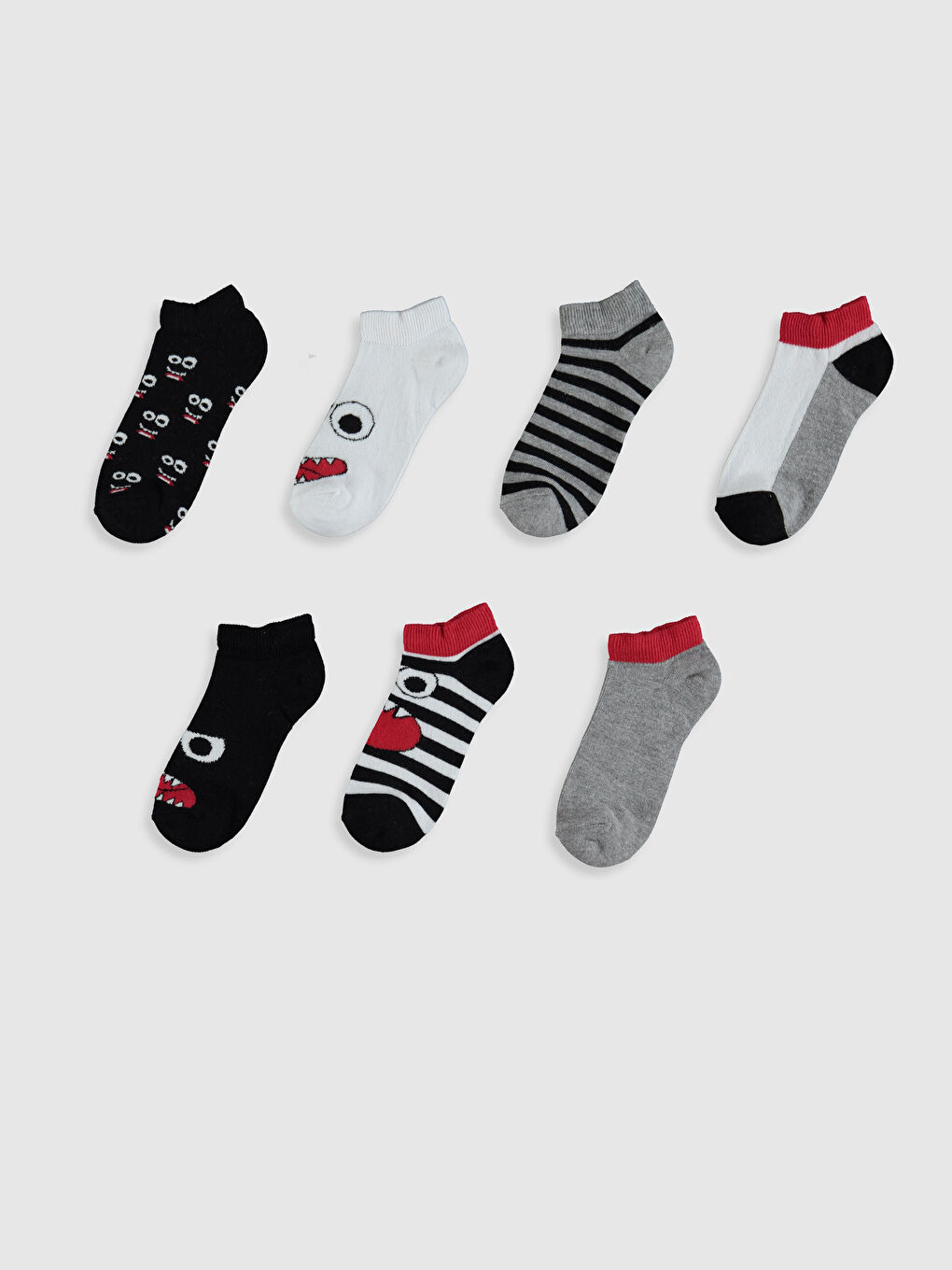 Karışık Desenli Erkek Çocuk Patik Çorap 7'li-1