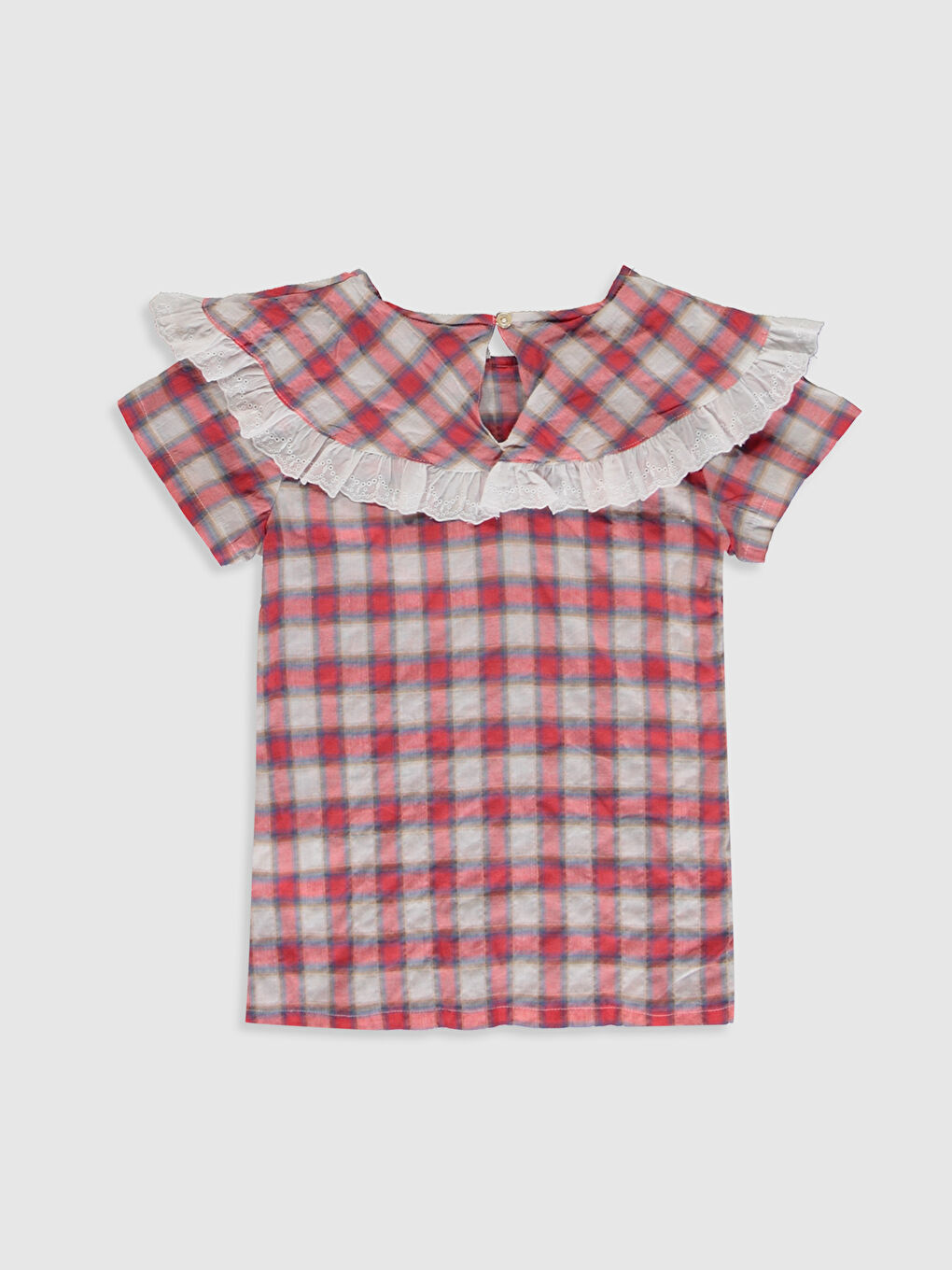 Kırmızı Bisiklet Yaka Kısa Kollu Kız Çocuk Bluz-1