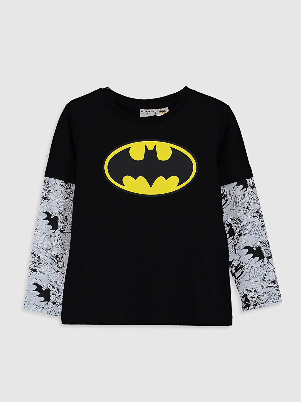 Siyah Erkek Çocuk Batman Baskılı Pamuklu Tişört