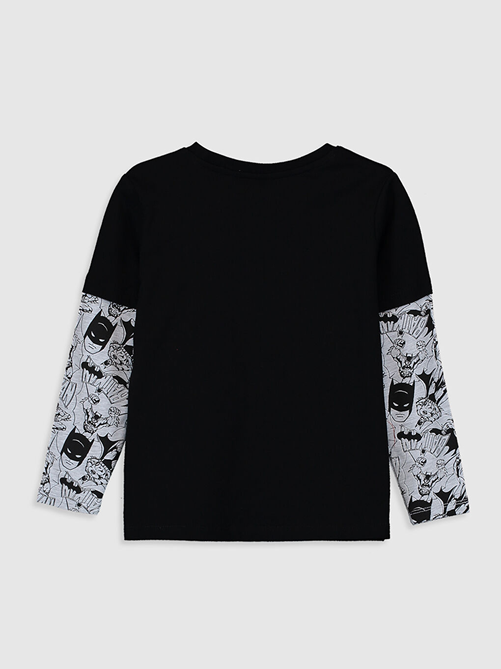 Siyah Erkek Çocuk Batman Baskılı Pamuklu Tişört-1