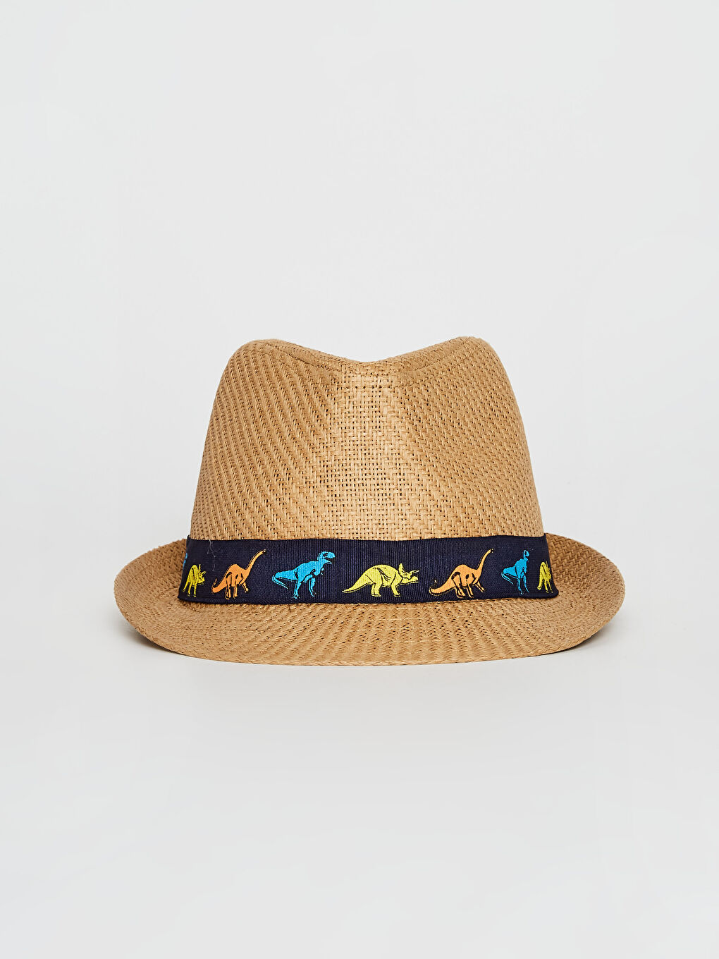 Bej Biye Detaylı Erkek Çocuk Hasır Fötr Şapka-1