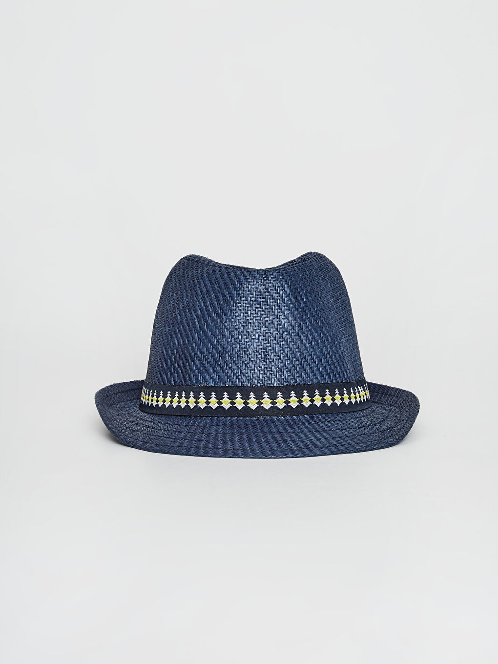 Boy's Piping Detailed Straw Fedora Hat-1