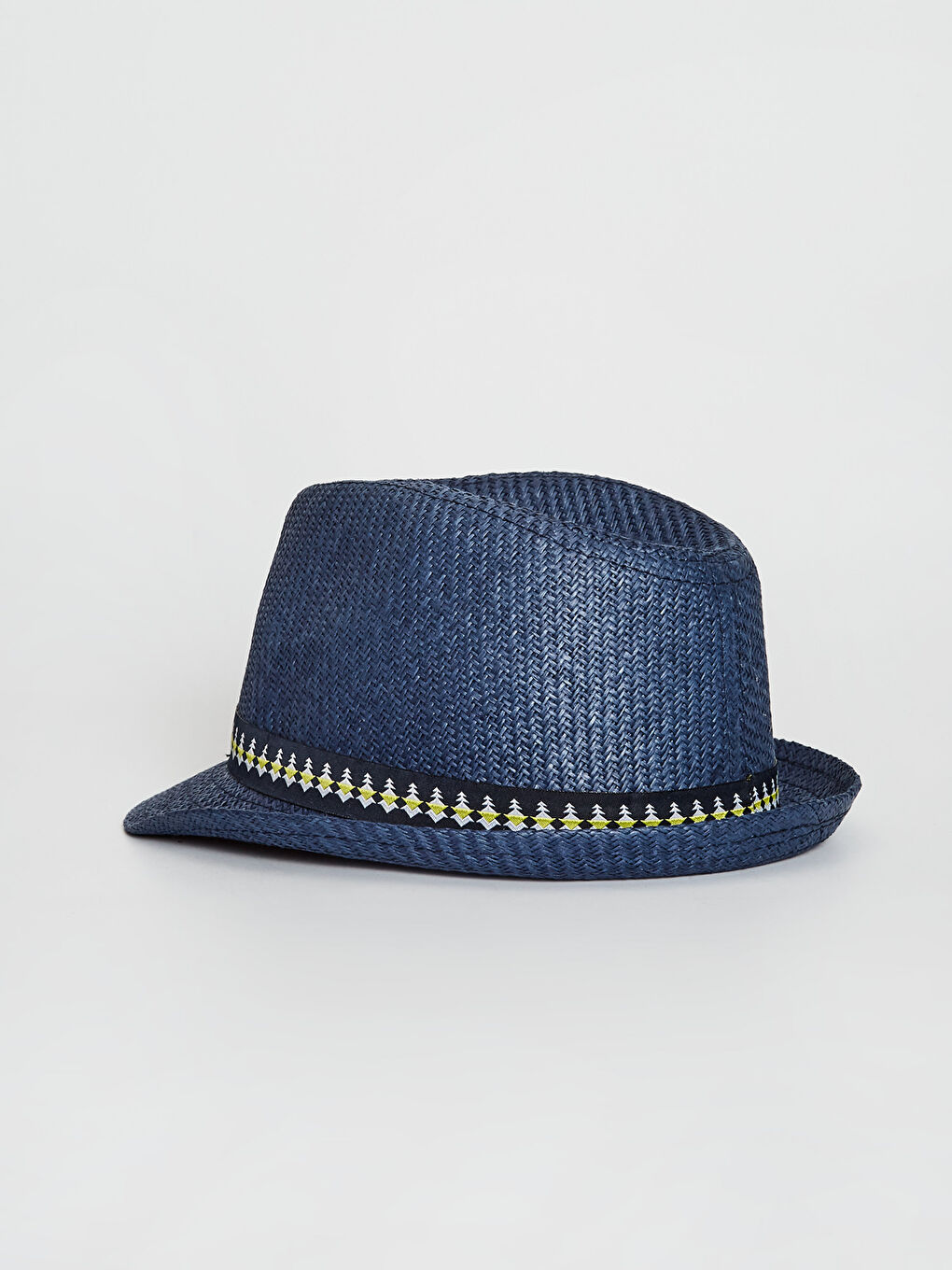 Boy's Piping Detailed Straw Fedora Hat-2