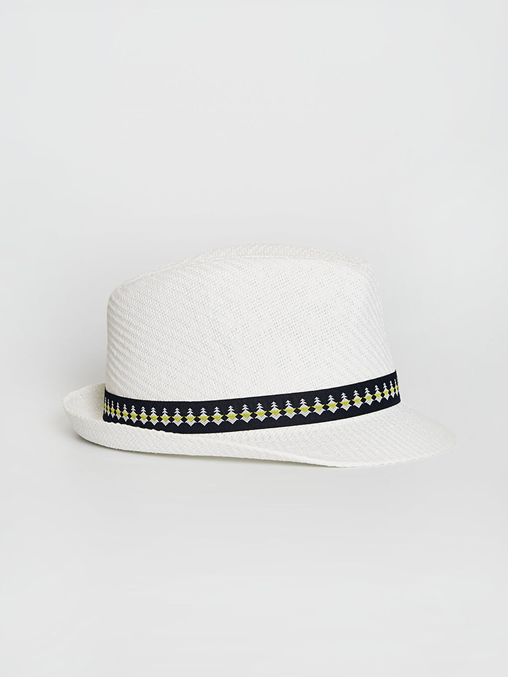 Boy's Piping Detailed Straw Fedora Hat