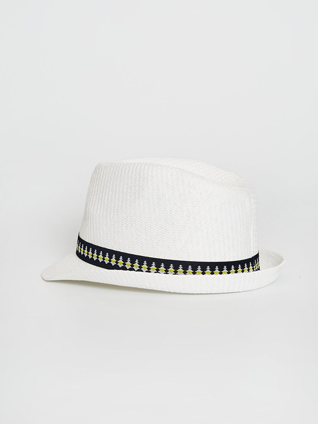 Boy's Piping Detailed Straw Fedora Hat-2
