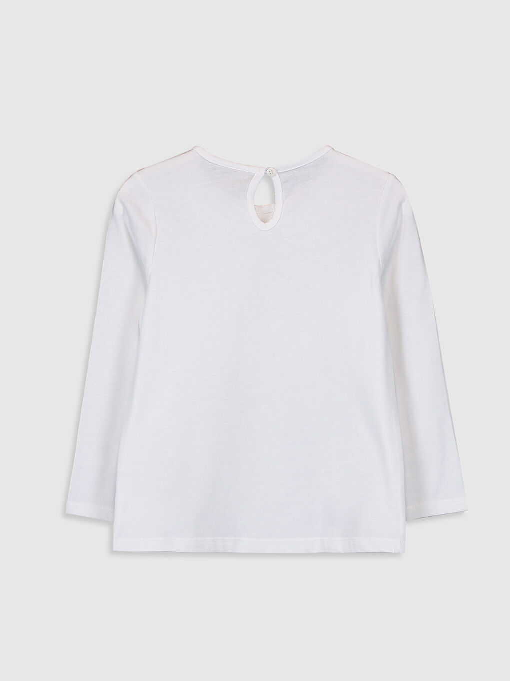 Beyaz Uzun Kollu Kız Çocuk Tişört-1