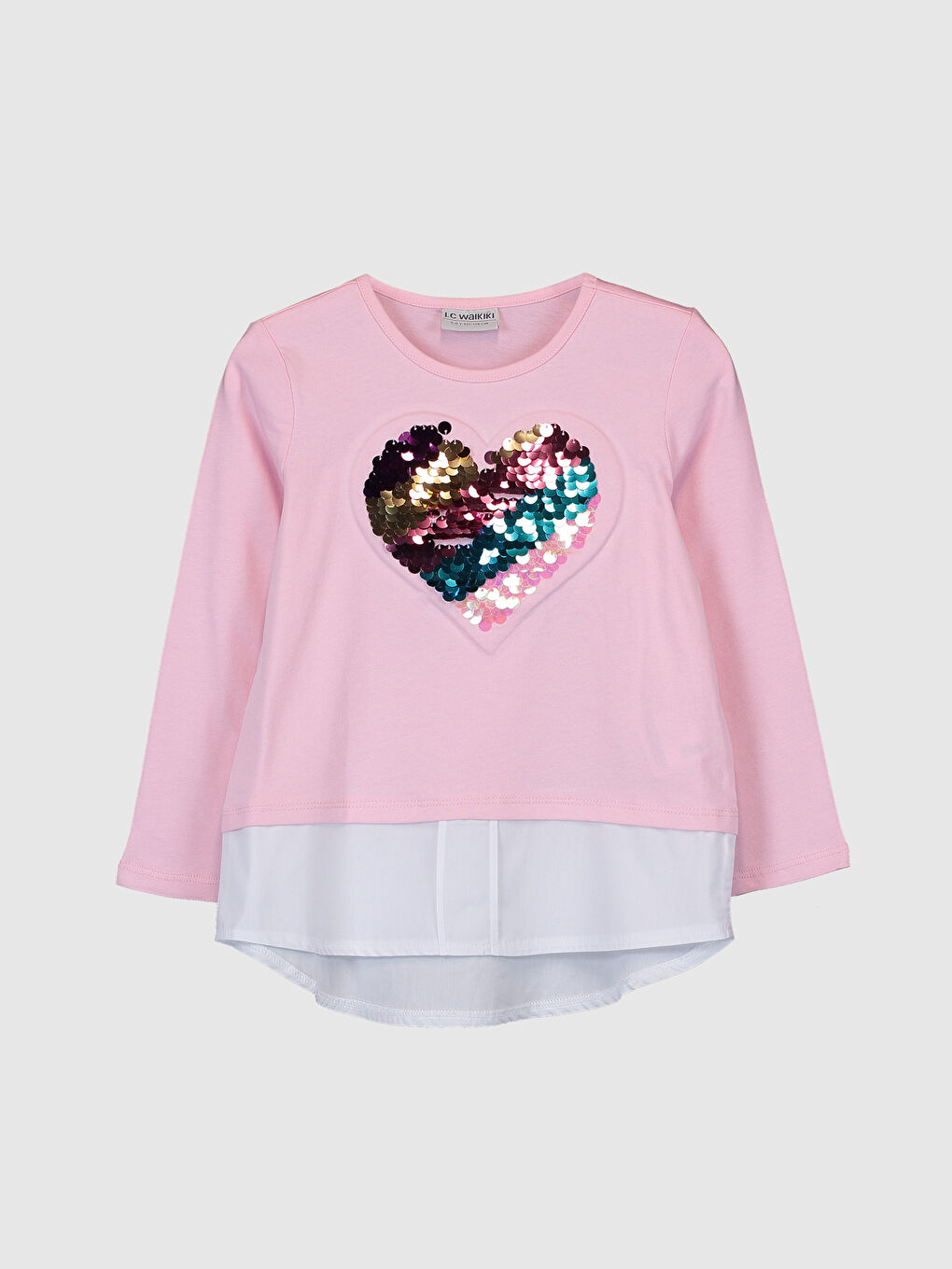 Pembe Bisiklet Yaka Uzun Kollu Kız Çocuk Tişört