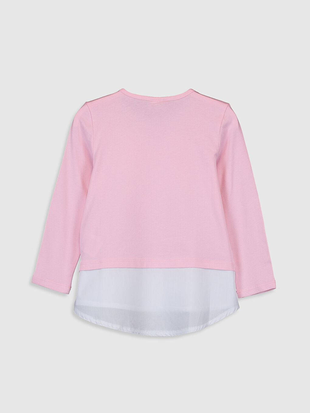 Pembe Bisiklet Yaka Uzun Kollu Kız Çocuk Tişört-1