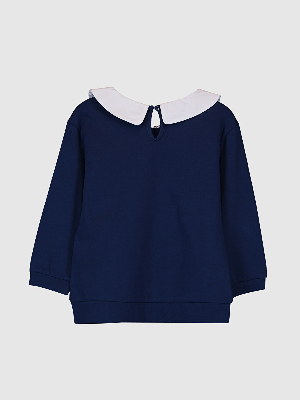 Lacivert Gömlek Yaka Baskılı Uzun Kollu Kız Çocuk Sweatshirt-1