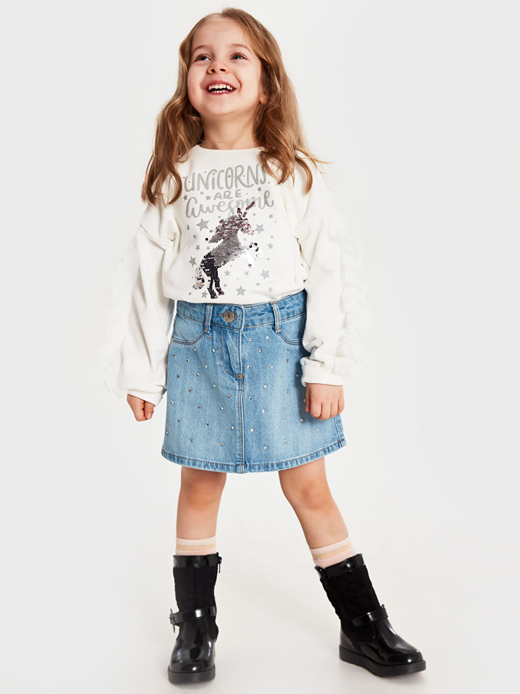 Crew Neck Long Sleeve Girls' Sweatshirt