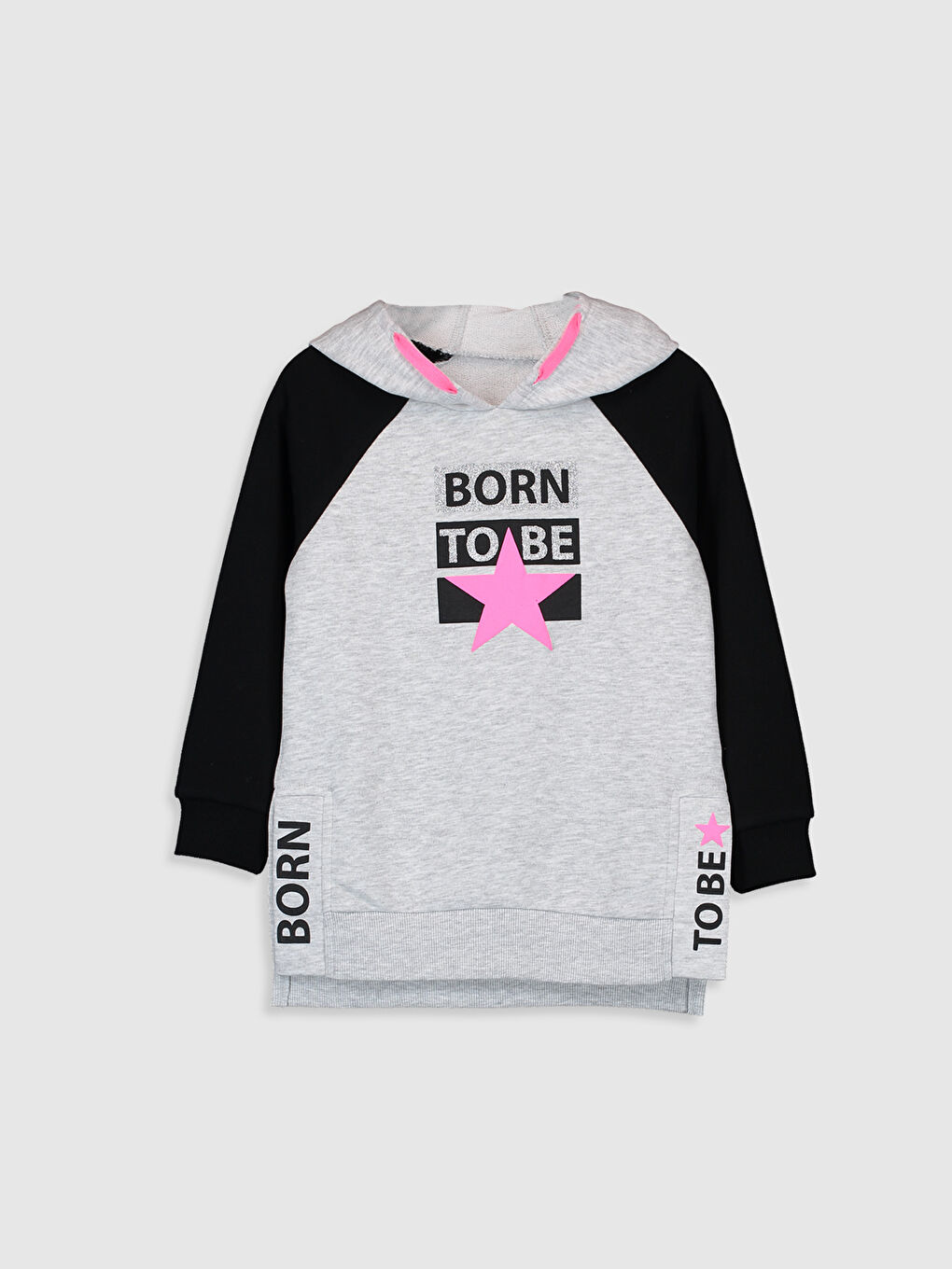 Beyaz Kapüşonlu Uzun Kollu Kız Çocuk Sweatshirt