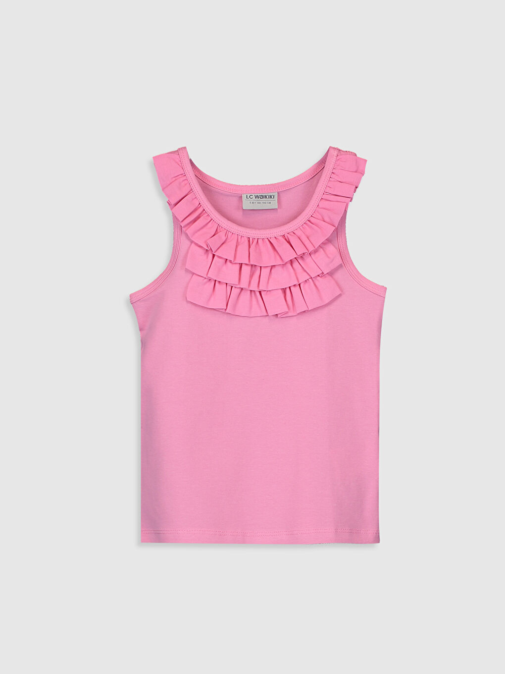 Pembe Kız Çocuk Fırfırlı Pamuklu Atlet