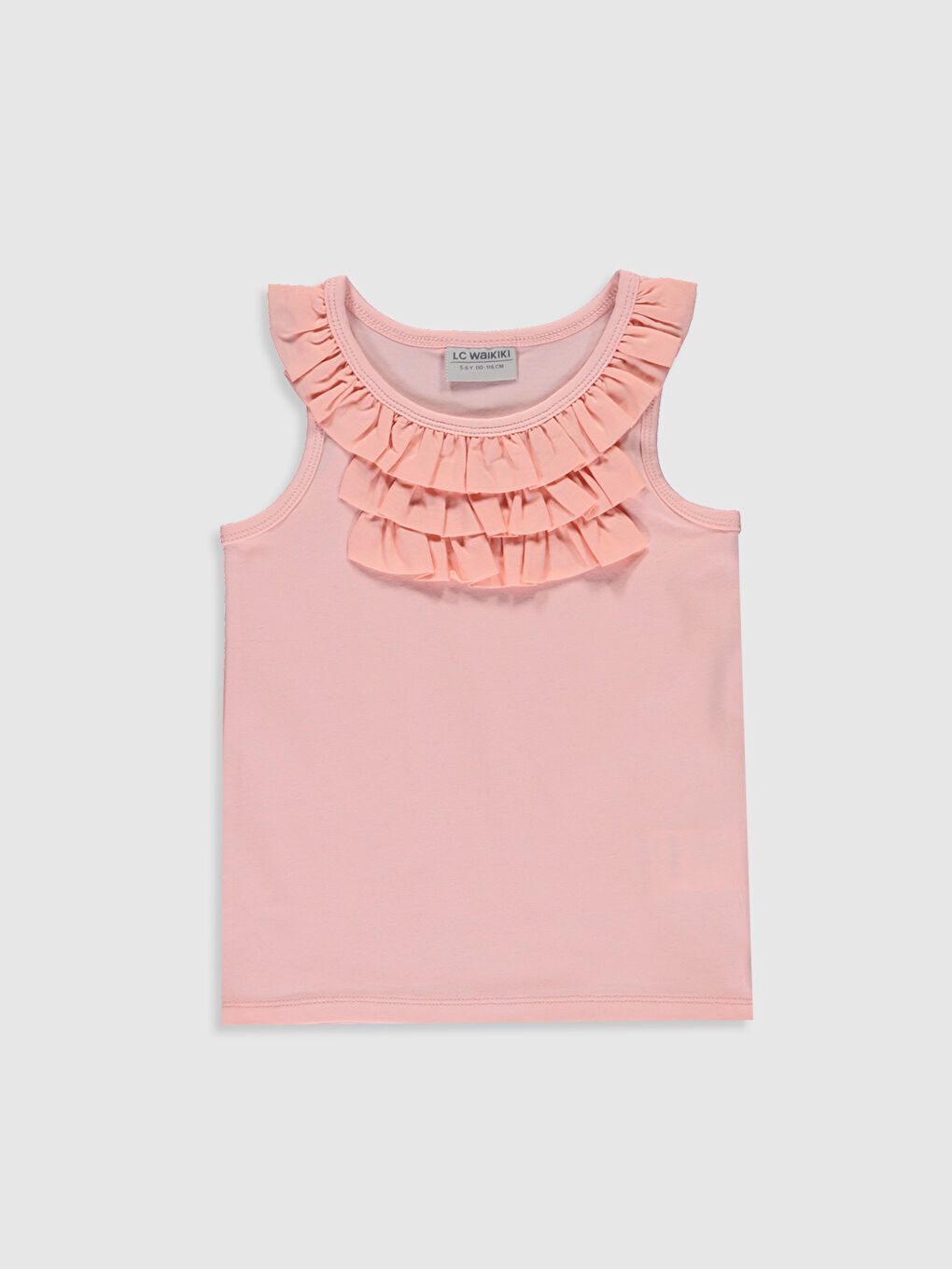 Pembe Kız Çocuk Fırfırlı Pamuklu Atlet