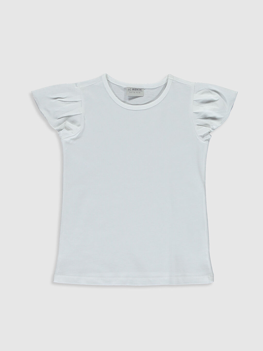 Beyaz Bisiklet Yaka Basic Kısa Kollu Kız Çocuk Tişört