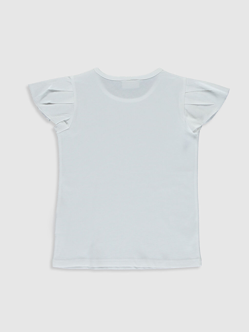 Beyaz Bisiklet Yaka Basic Kısa Kollu Kız Çocuk Tişört-1