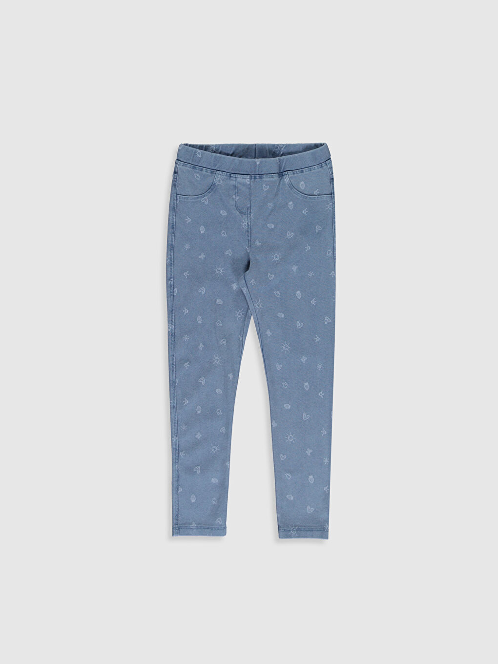 Mavi Kız Çocuk Denim Görünümlü Tayt