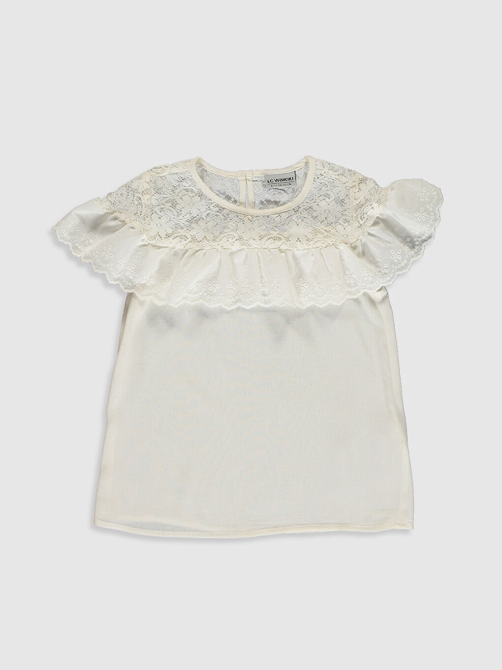 Crew Neck Short Sleeve Girls' Blouse