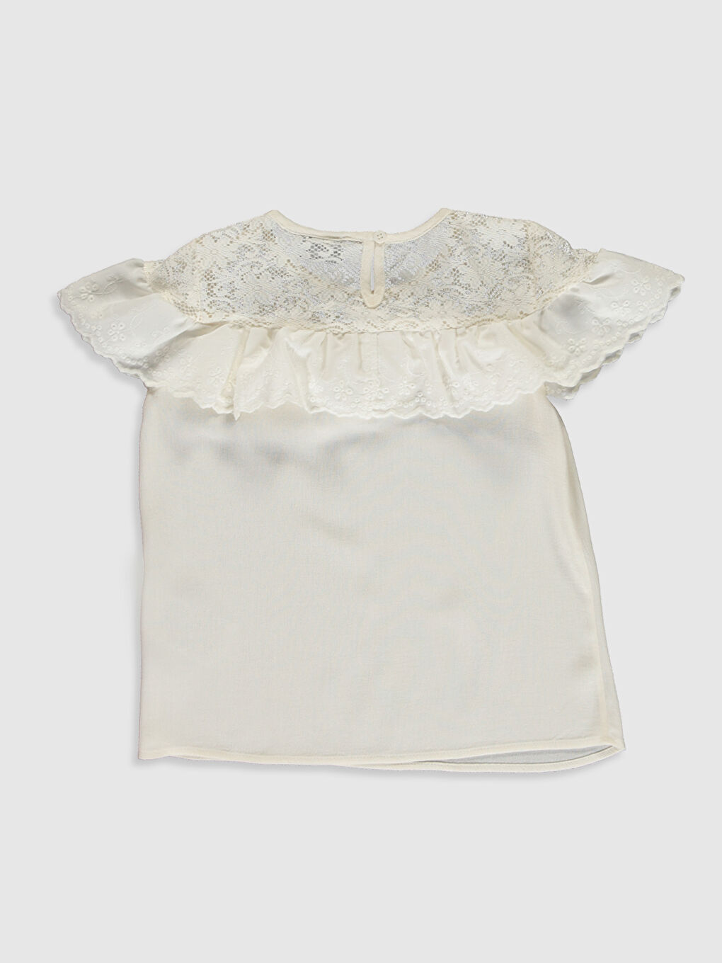 Crew Neck Short Sleeve Girls' Blouse-1