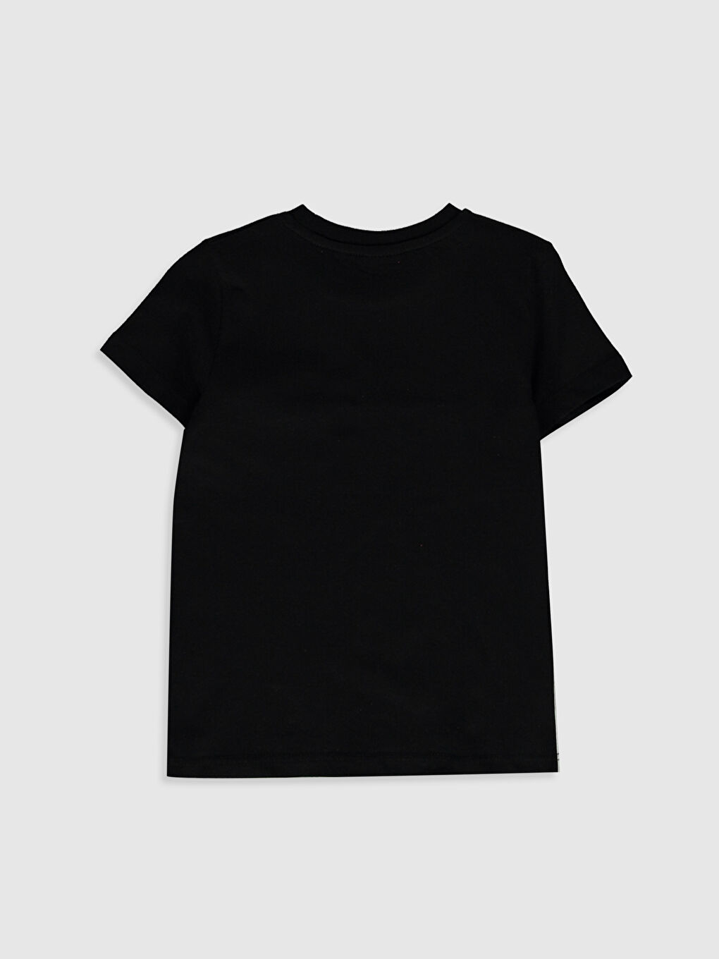 Siyah Bisiklet Yaka Kısa Kollu Erkek Çocuk Tişört-1