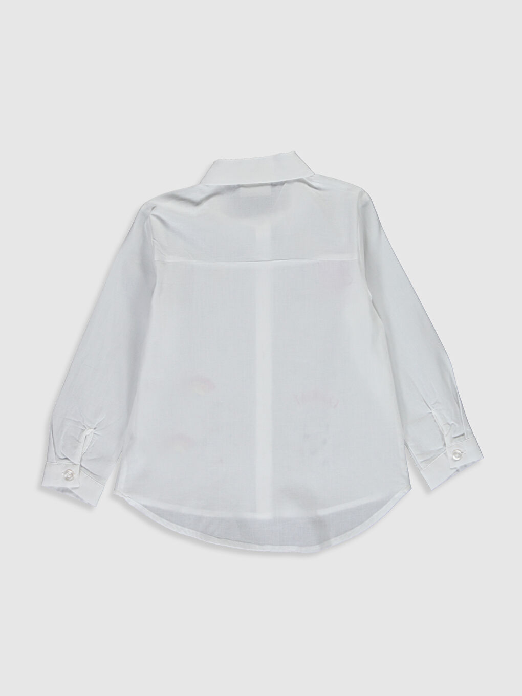 Beyaz Bebe Yaka Uzun Kollu Poplin Kız Çocuk Gömlek-1